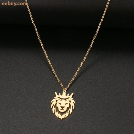 Wholesale Stainless Steel Crown Lion Necklace Wholesale Stainless Steel Crown Lion Necklace